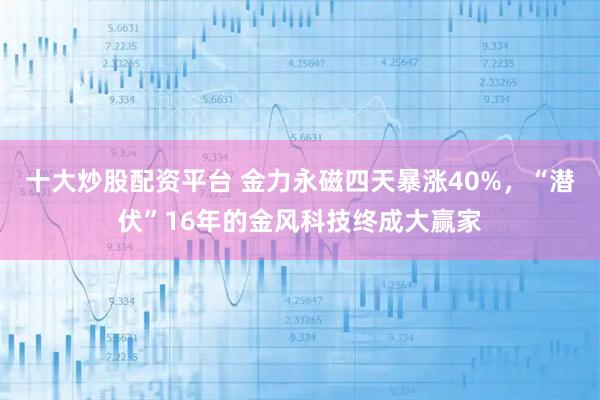 十大炒股配资平台 金力永磁四天暴涨40%，“潜伏”16年的金风科技终成大赢家