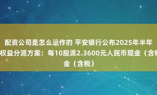 配资公司是怎么运作的 平安银行公布2025年半年度权益分派方案：每10股派2.3600元人民币现金（含税）